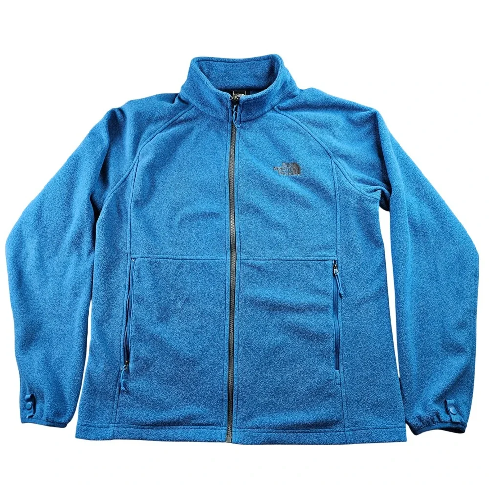 The North Face Fleece Jacket Men's Medium Blue Regular Fit Long Sleeve Full Zip